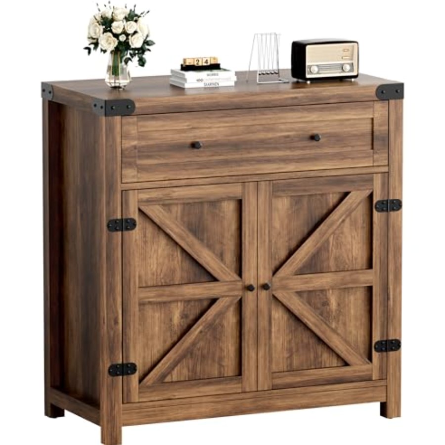 YESHOMY Coffee Bar and Accent Cabinet (Brown)