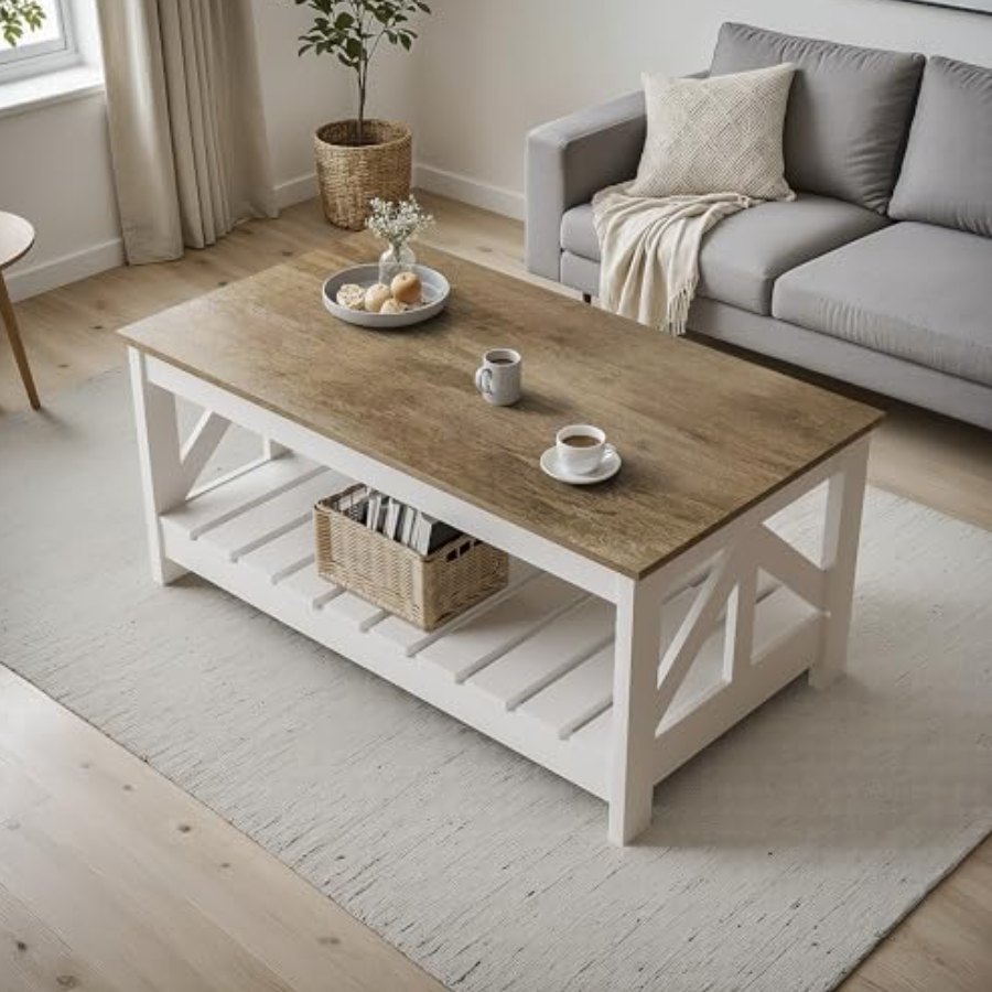 YESHOMY Farmhouse Coffee Table